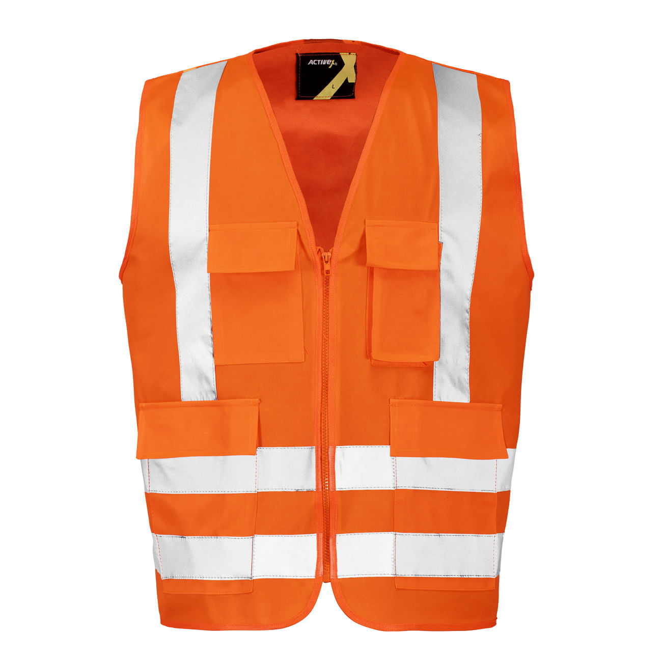 Chaleco Activex Naranjo 4 Bols.Alta Vis.C/Cinta