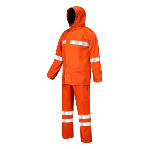 Traje Lluvia Naranja con Cinta Reflectante