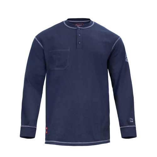 Polera Ignífuga Antiestática Henley FRHST NFPA Azul Absolute Fire