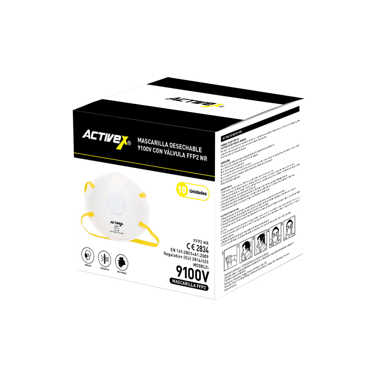 Mascarilla Activex 9100V con valvula FFP2 NR (10 unidades)