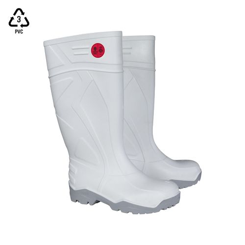 Bota De Seguridad V-Flex 933 PVC con punta y plantilla de acero Blanca